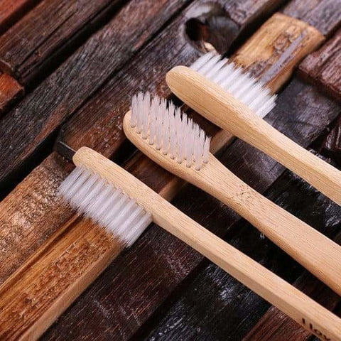 Image of Personalized 3pc Wooden Toothbrush Set - Assorted - Lifestyle