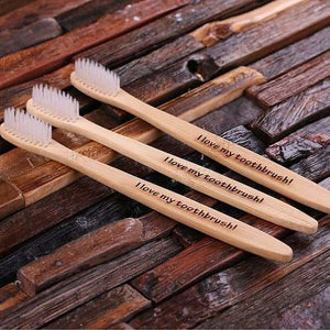 Personalized 3pc Wooden Toothbrush Set - Assorted - Lifestyle
