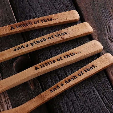 Image of Personalized 4 pc. Bamboo Mood Teaspoons - Cutlery Set