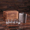 Personalized 4 pc. gift Set 18 oz. Flask w/Funnel 4 Shot Glasses & Keepsake Box - Drinkware - Shot Glasses