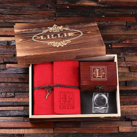 Image of Personalized 4 pc Gift Set w/Keepsake Box Journal Candle Holder Treasure Box - Journal Gift Sets