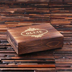 Personalized 4 pc Gift Set w/Keepsake Box Wood Pen Set Metal Army Knife & Journal - Knife Gift Sets