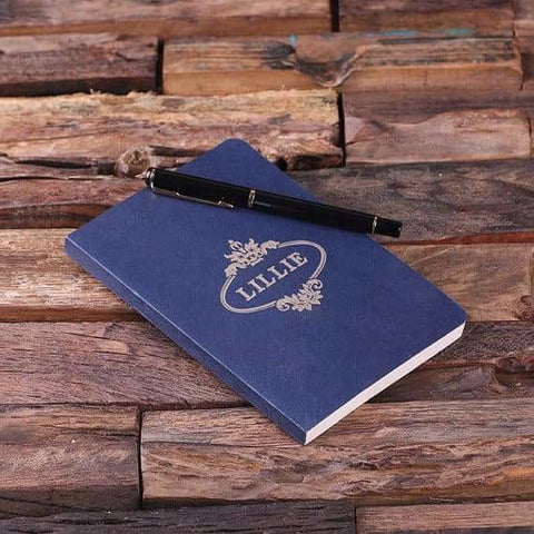 Image of Personalized 4 pc Journal Gift Set w/Keepsake Box with Key Chain & Pen Available in Red White & Blue - Journal Gift Sets