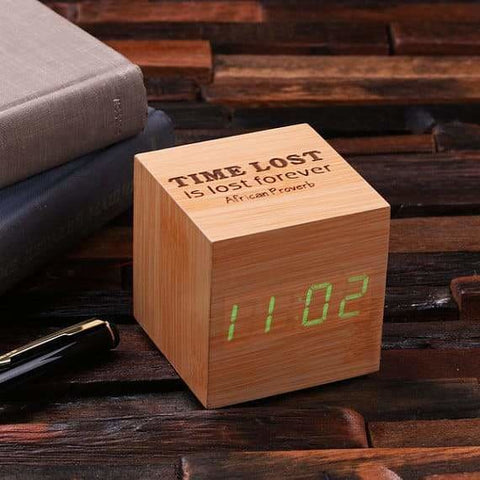Image of Personalized 4 pc Mens Gift Set w/Keepsake Box Digital Clock Knife Journal - Knife Gift Sets
