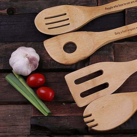 Image of Personalized 4pc Wooden Utensil Set - Assorted - Kitchen