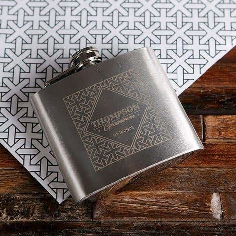 Image of Personalized 5 oz Stainless Steel Flask & Holding Pouch - Assorted - Groomsmen