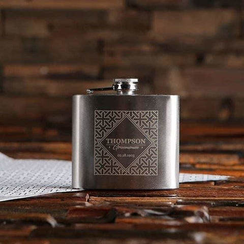Image of Personalized 5 oz Stainless Steel Flask & Holding Pouch - Assorted - Groomsmen