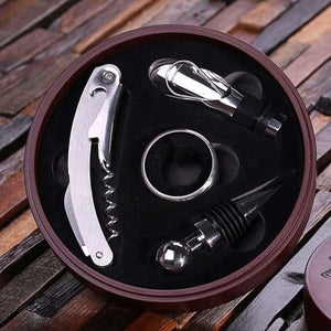 Personalized 5 pc Circular Wine Accessory Toolkit - Bottle Openers - Wine