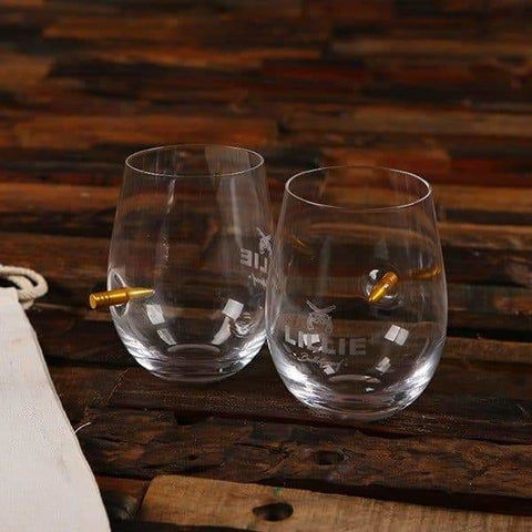 Image of Personalized .50 Cal His & Her Bulletproof Wine Glass Set - All Products