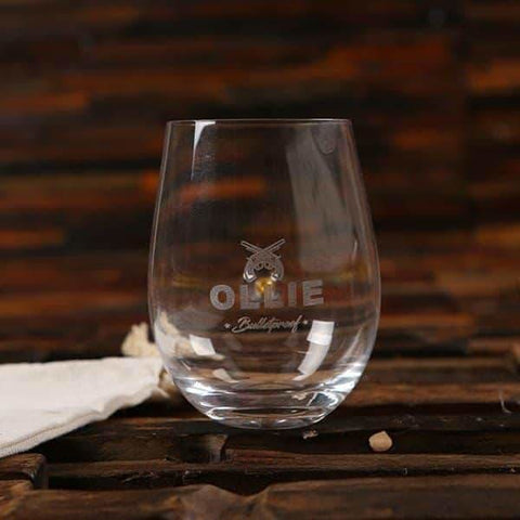 Image of Personalized .50 Cal Stemless Wine Glass & Canvas Bag Set - All Products