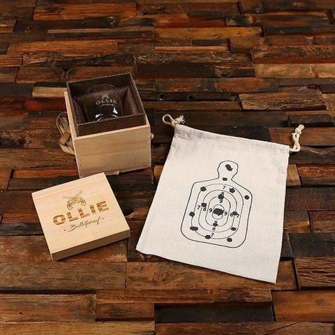 Image of Personalized .50 Cal Whiskey Glass Bag & Wood Box Gift Set - All Products