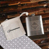 Personalized 7 oz Stainless Steel Flask & Holding Pouch Set - Assorted - Groomsmen