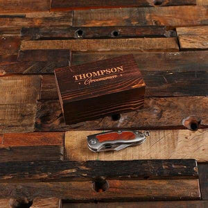Personalized and Finally Crafted Wood Pocket Knife with Wood Box - Knives & Gift Box