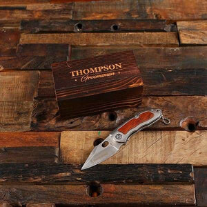 Personalized and Finally Crafted Wood Pocket Knife with Wood Box - Knives & Gift Box