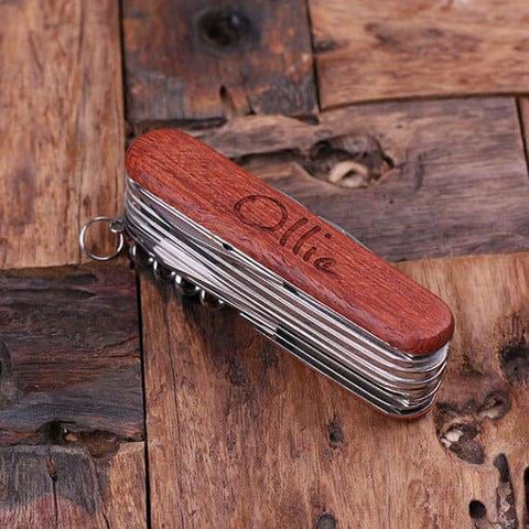 Image of Personalized Army Utility Pocket Knife 13 Tools with Wood Box - Knives & Gift Box