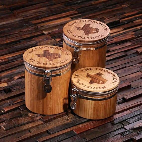 Image of Personalized Bamboo Canisters 3 Sizes - Assorted - Kitchen