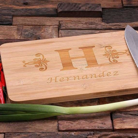 Image of Personalized Bamboo Cutting Board Family Seal Monogram Namesake - Serving Chopping Boards*