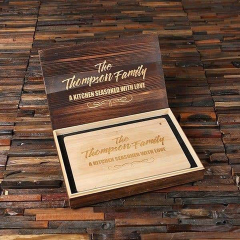 Image of Personalized Bamboo Cutting Board with Wood Gift Box - Serving - Chopping Boards