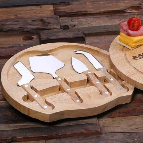 Image of Personalized Bamboo Wood Cutting Bread Cheese Serving Tray Board with Tools A - Serving - Cheese Boards