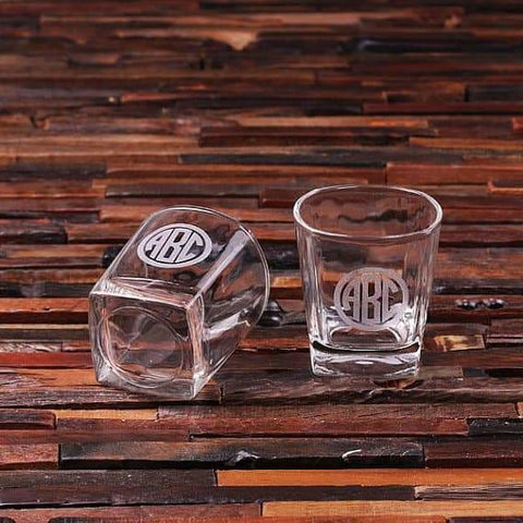 Image of Personalized Bar Tray Set Grand Tray Set with 2 Whiskey Glasses - Drinkware - Whiskey Gifts