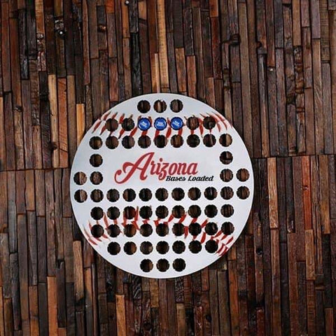 Image of Personalized Beer Cap Map Shape of a Baseball - Beer Cap Boards - Sports