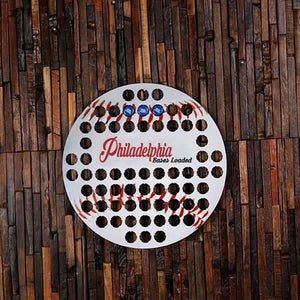 Personalized Beer Cap Map Shape of a Baseball - Beer Cap Boards - Sports