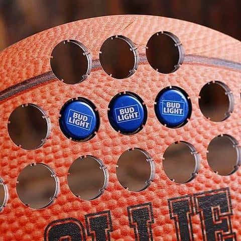 Image of Personalized Beer Cap Map Shape of a Basketball - Beer Cap Boards - Sports