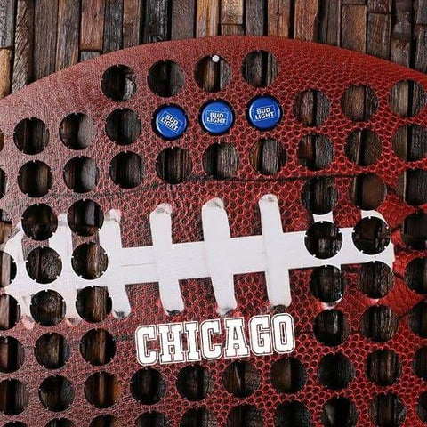 Image of Personalized Beer Cap Map Shape of a Football - Beer Cap Boards - Sports