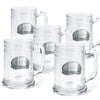 Personalized Beer Mugs - Set of 5 - Glass - Pewter Medallion - 16 oz. - Barware
