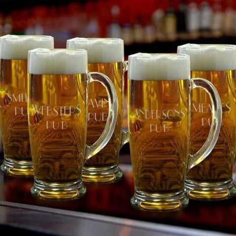 Image of Personalized Beer Mugs - Set of 5 - Beer Glasses - Groomsmen - 18 oz. - Barware