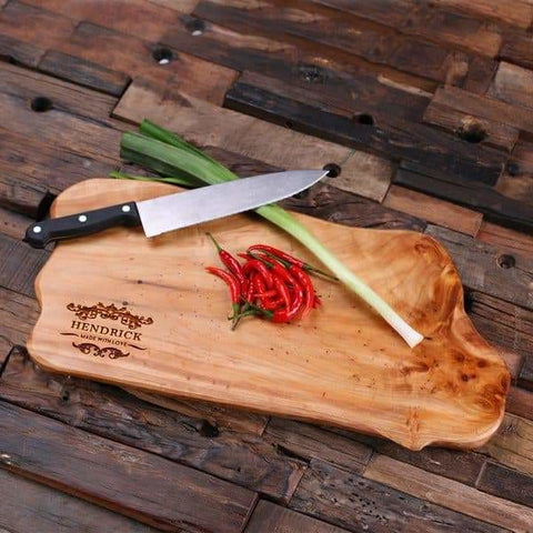 Image of Personalized Cedar Wood Cutting Chopping Board Engraved and Monogrammed Family Name - Serving - Chopping Boards