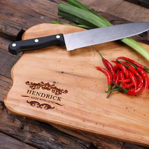 Image of Personalized Cedar Wood Cutting Chopping Board Engraved and Monogrammed Family Name - Serving - Chopping Boards