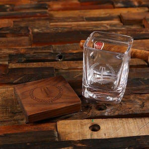 Personalized Cigar Glass Wood Coaster & Keepsake Box Set - All Products
