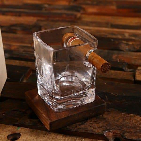 Image of Personalized Cigar Glass Wood Coaster & Keepsake Box Set - All Products