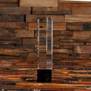 Personalized Clear & Black Crystal Tower Award & Wood Box - Awards