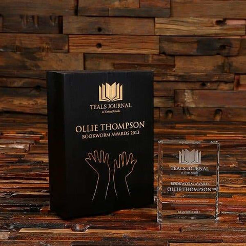 Image of Personalized Clear Corporate Recognition Plaque & Award Box - Awards