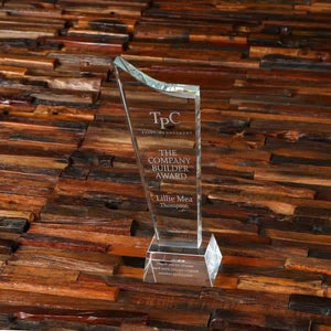 Personalized Clear Crystal Glass Leadership Plaque & Box - Awards