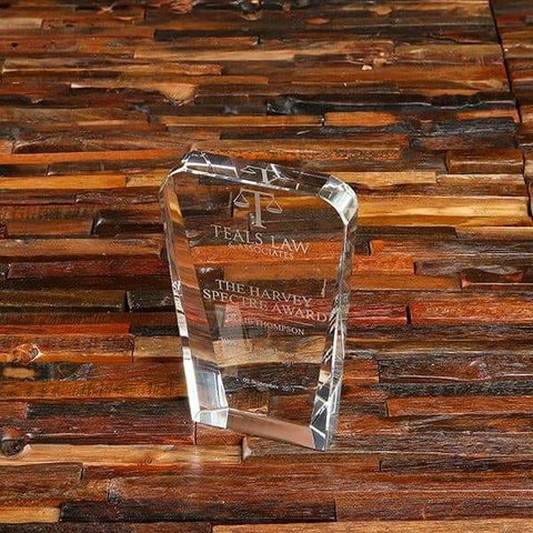 Image of Personalized Clear Crystal Recognition Desktop Plaque & Box - Awards