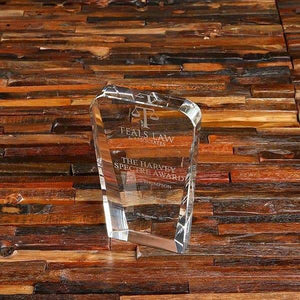 Personalized Clear Crystal Recognition Desktop Plaque & Box - Awards