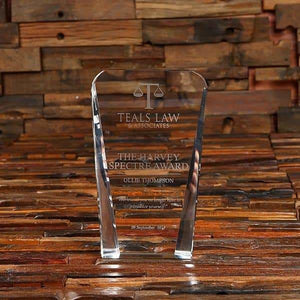 Personalized Clear Crystal Recognition Desktop Plaque & Box - Awards