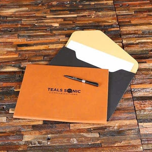 Personalized Corporate Faux Leather File Holder - Desktop Stationery