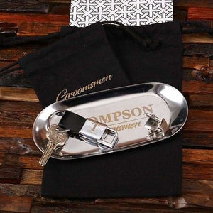 Personalized Cuff Links Keychain & Bar Tray Groomsmen Gift - Assorted - Groomsmen