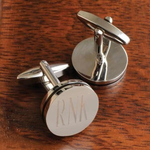Personalized Cufflinks - Pin Stripe - Silver - Monogram - Groomsmen Gifts - Cufflinks