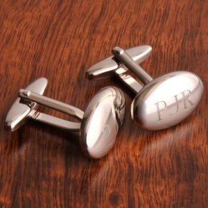 Personalized Cufflinks - Polished - Oval - Groomsmen Gifts - Cufflinks