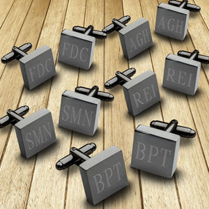 Personalized Cufflinks - Set of 5 - Gunmetal - Square - Groomsmen Gifts - Cufflinks