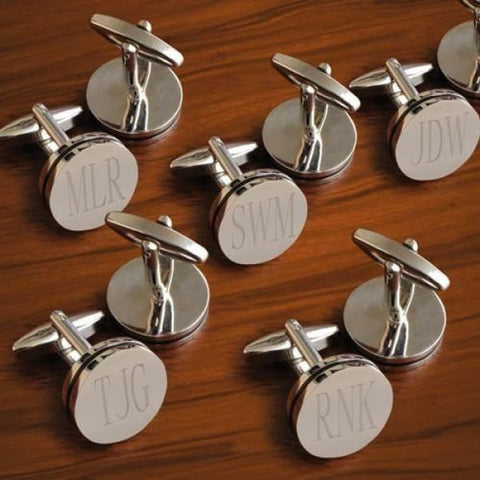 Image of Personalized Cufflinks - Set of 5 - Pinstripe - Groomsmen Gifts - Cufflinks