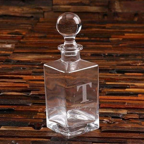 Image of Personalized Decanter Whiskey Glass & Bar Tray Gift Set - Assorted - Groomsmen
