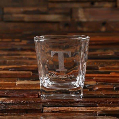 Image of Personalized Decanter Whiskey Glass & Bar Tray Gift Set - Assorted - Groomsmen