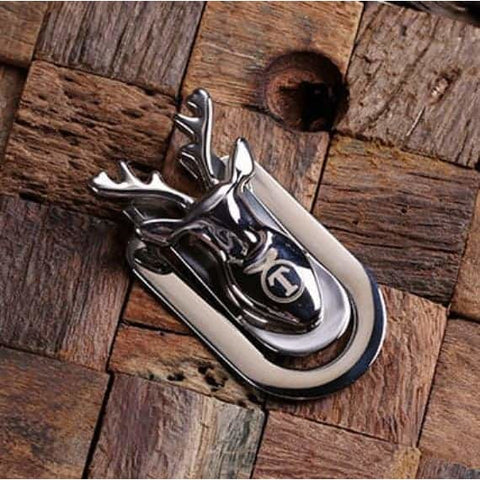 Image of Personalized Deer Buck Head Money Clip with Box - Assorted - Mens Gifts