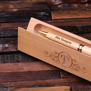 Personalized Desktop Pen Set Pen & Business Card Holder - Writing - Pens
